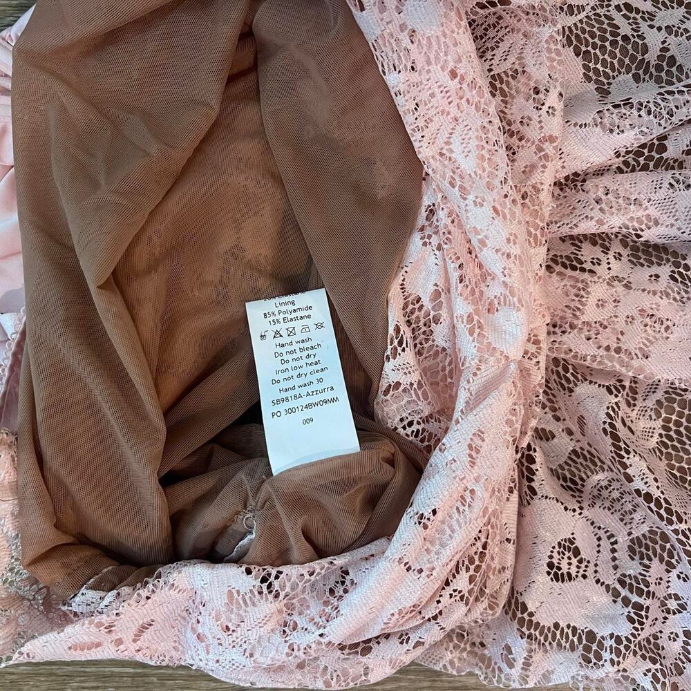 House of CB ' Azzurra' Rose Pink Lace Godet Gown - Picture 7 of 7